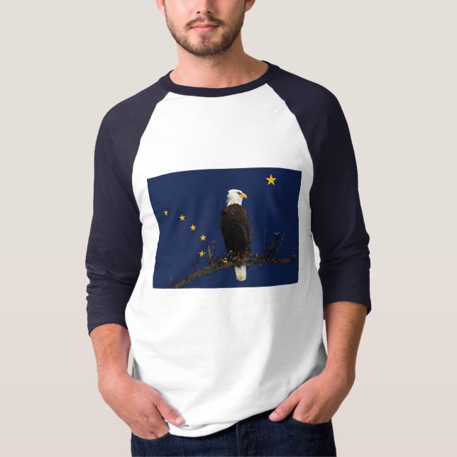 Alaska Eagle And Flag T-Shirt (Front)