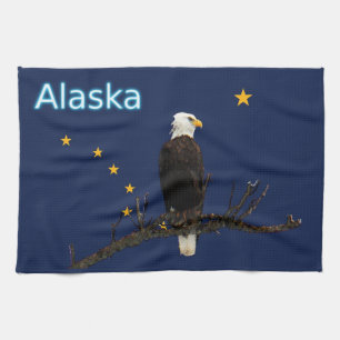 Alaska Eagle And Flag Tea Towel