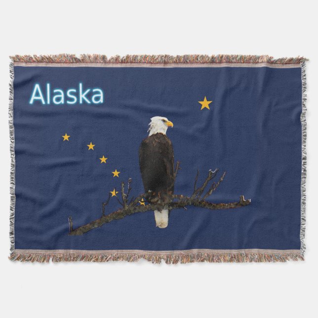 Alaska Eagle And Flag Throw Blanket (Front)