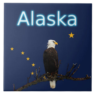 Alaska Eagle And Flag Tile