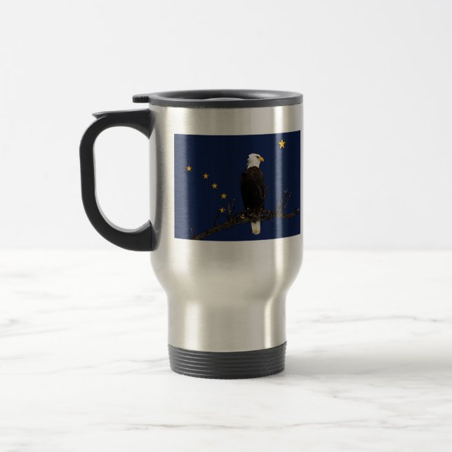 Alaska Eagle And Flag Travel Mug (Left)