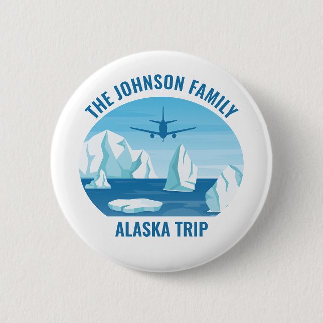 Alaska Family Vacation Custom Blue Glacier 6 Cm Round Badge (Front)