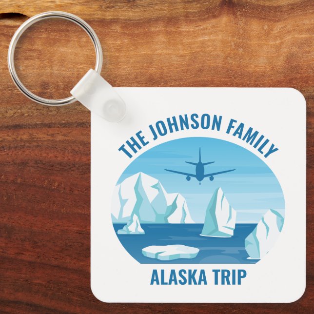 Alaska Family Vacation Custom Blue Glacier Key Ring (Front)