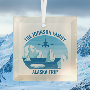 Alaska Family Vacation Custom Glacier Christmas Glass Tree Decoration