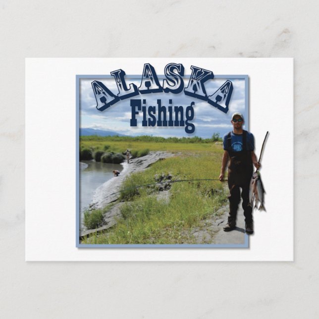 Alaska Fishing by the river Postcard (Front)