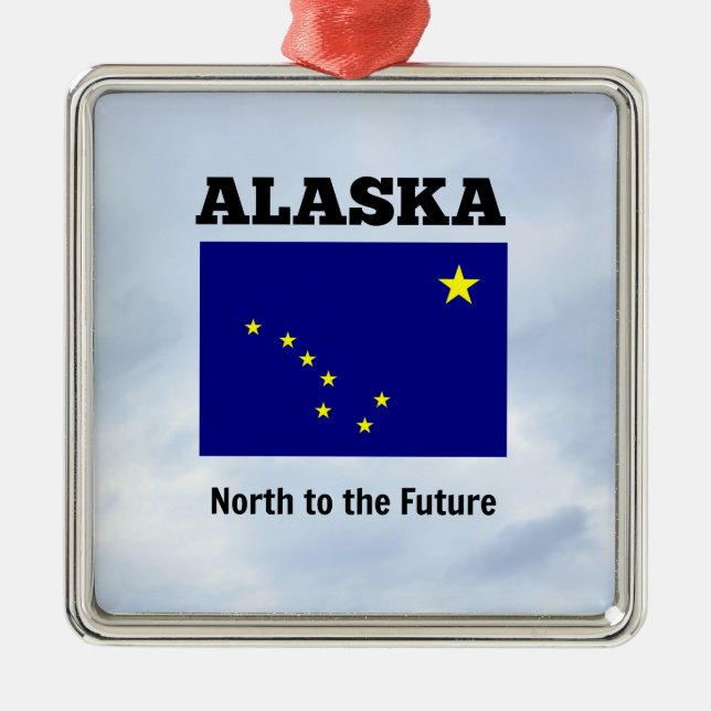 Alaska flag and slogan metal ornament (Front)