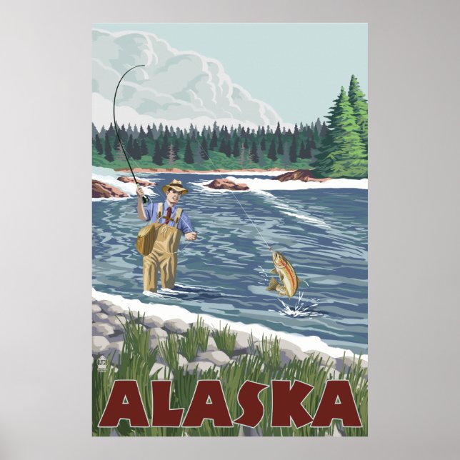 Alaska - Fly Fisherman Poster (Front)