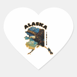 Alaska Flying Eagle Adventure T-Shirt Heart Sticker