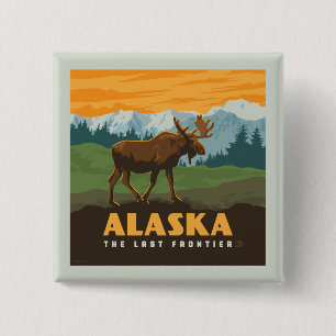 Alaska   Frontier Moose 15 Cm Square Badge
