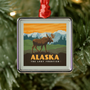 Alaska   Frontier Moose Metal Tree Decoration