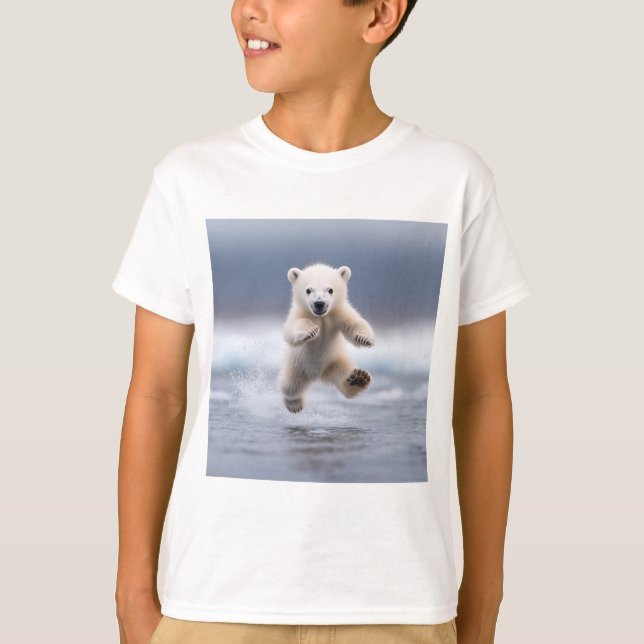 Alaska Funny Polar Bear Cub Kids’ T-Shirt (Front)