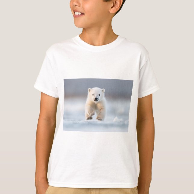 Alaska Funny Polar Bear Cub Kids’ T-Shirt (Front)