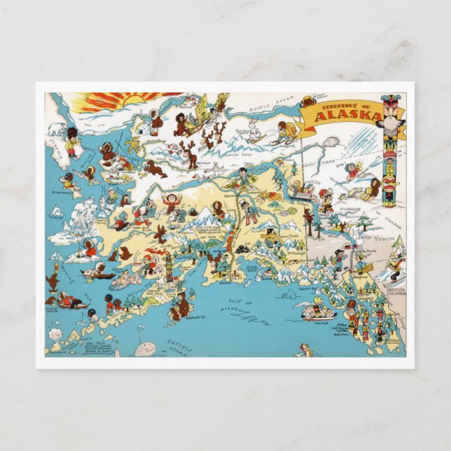 Alaska Funny Vintage Map Postcard (Front)