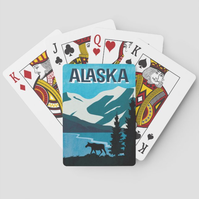 Alaska Glacier Mountain Moose Playing Cards (Back)