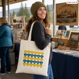 Alaska Gold and Blue Hearts State Pride Tote Bag