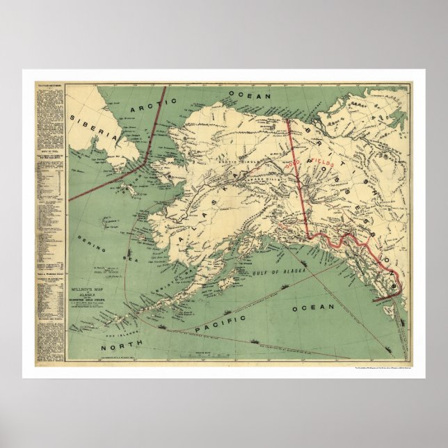 Alaska Gold Fields Map 1897 Poster (Front)