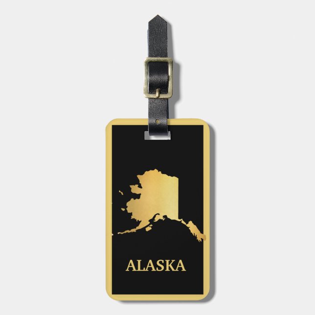 Alaska Gold Map Design Luggage Tag (Front Vertical)