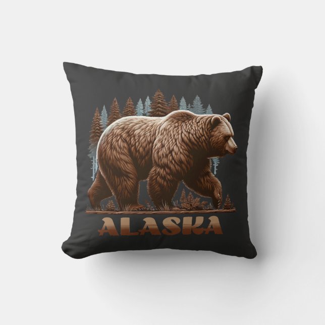 Alaska Grizzly Bear Cushion (Front)