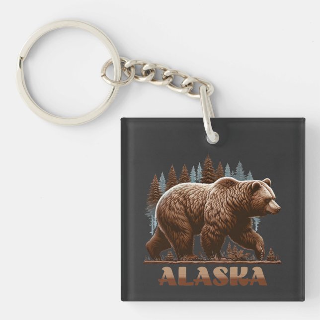 Alaska Grizzly Bear Key Ring (Front)