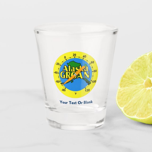 Alaska Groan Thermometer Shot Glass (Front)