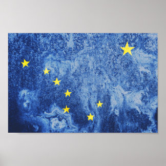 Alaska Grunge State Flag Poster