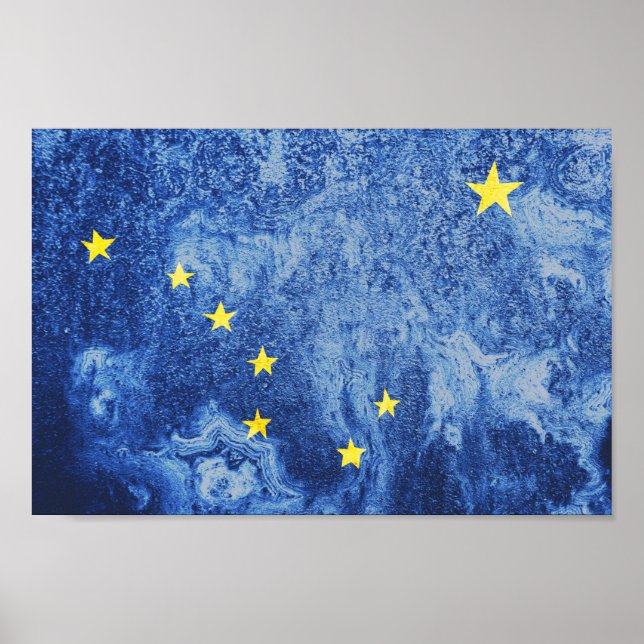 Alaska Grunge State Flag Poster (Front)