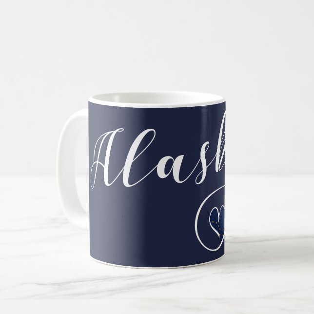 Alaska Heart Mug, Alaskan Flag Coffee Mug (Front Left)