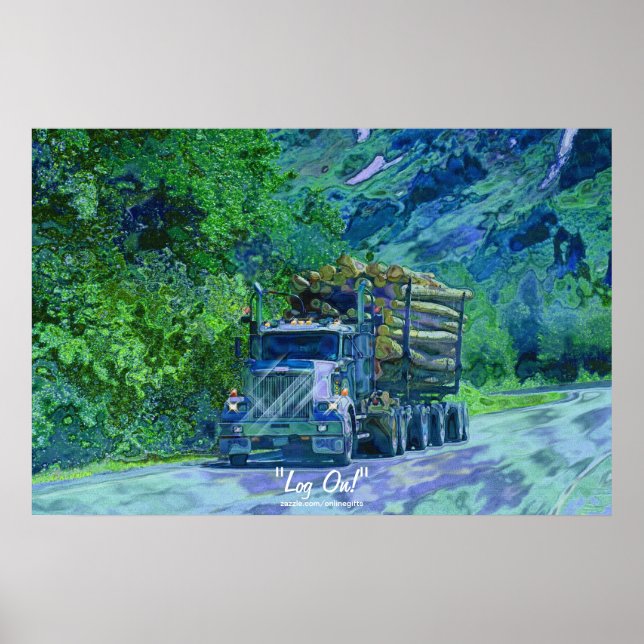 Alaska Highway Cargo Truck Transport Art Poster (Front)