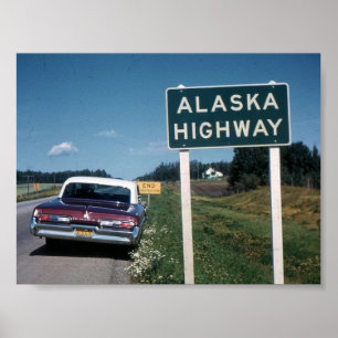Alaska Highway Sign 1962 Vintage
