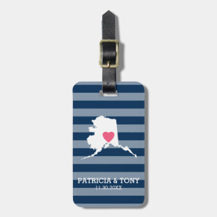 Alaska Home State Love with Custom Heart Luggage Tag