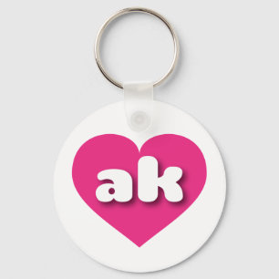 Alaska hot pink heart - I love ak Key Ring