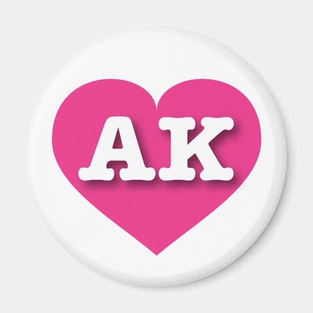 Alaska Hot Pink Heart - I love AK Magnet (Front)