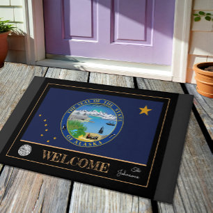 Alaska house mat, Alaskan Flag sports / Welcome Doormat