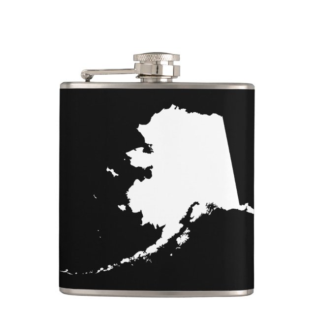 Alaska in Black and White Hip Flask (Front)