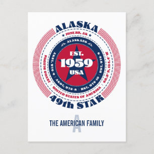 Alaska, Juneau, AK, Patriotic, Monogram Postcard
