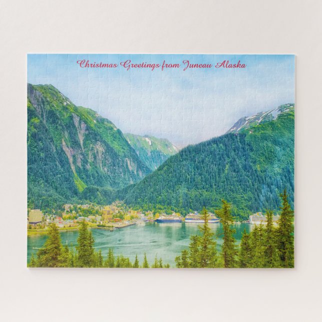 Alaska Juneau Christmas Greetings Jigsaw Puzzle (Horizontal)