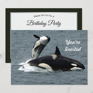 Alaska Killer Whale Photo Birthday Invitation