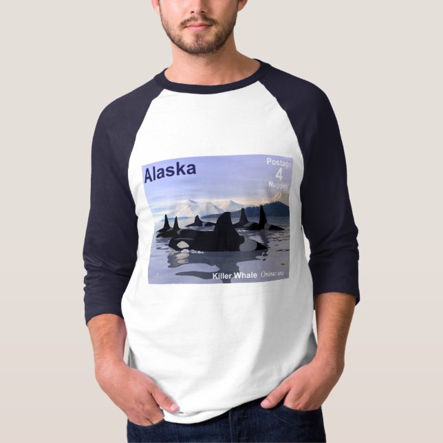Alaska Killer Whales Stamp T-Shirt (Front)