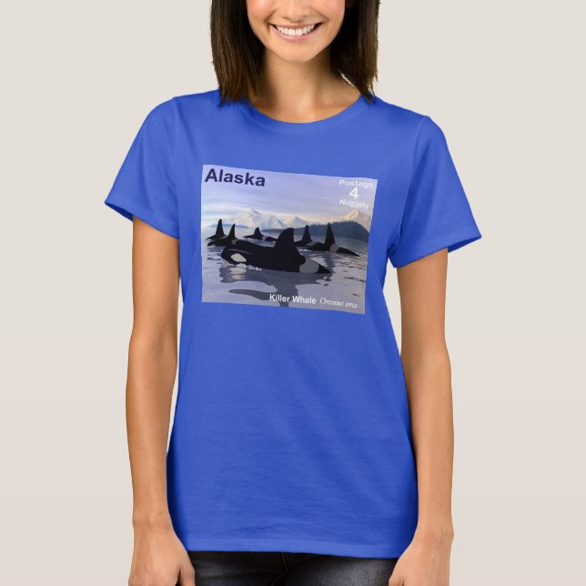 Alaska Killer Whales Stamp T-Shirt (Front)