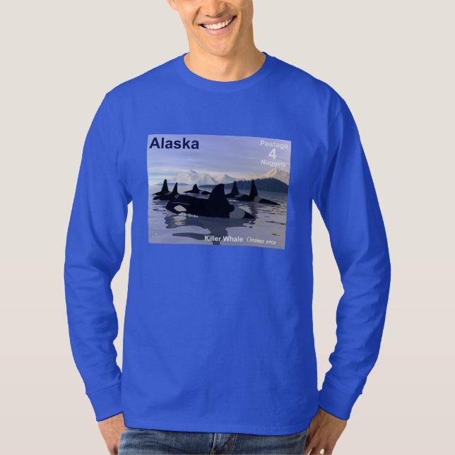 Alaska Killer Whales Stamp T-Shirt (Front)