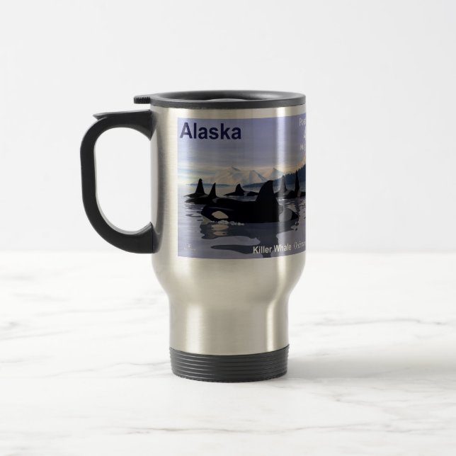 Alaska Killer Whales Stamp Travel Mug (Left)