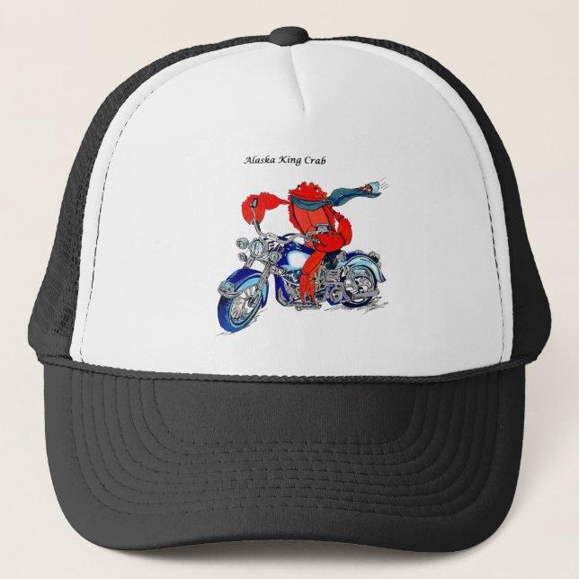Alaska King Crab on Motorcycle Trucker Hat (Front)