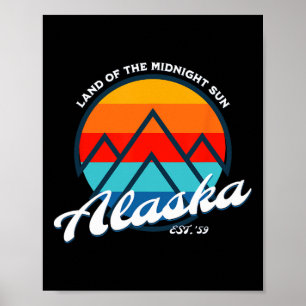 Alaska Land Of The Midnight Sun Vacation Logo Poster