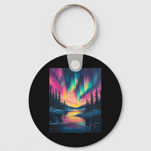 Alaska Landscape Aurora Borealis Northern Lights V Key Ring