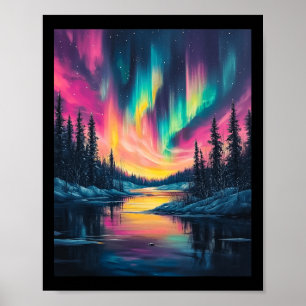Alaska Landscape Aurora Borealis Northern Lights V Poster