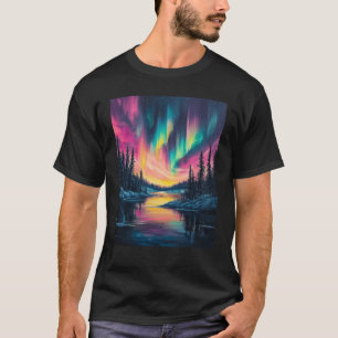 Alaska Landscape Aurora Borealis Northern Lights V T-Shirt