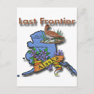 Alaska Last Frontier bird flower Postcard