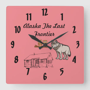 Alaska Last Frontier Square Wall Clock