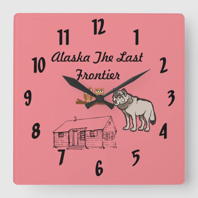 Alaska Last Frontier Square Wall Clock (Front)