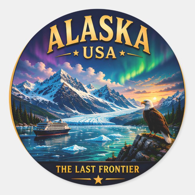Alaska Last Frontier State Pride Classic Round Sticker (Front)